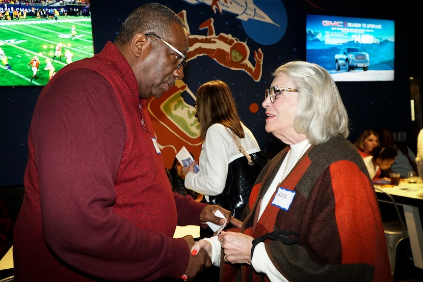 U.S. Senate hopeful Royce West, shown speaking with Ann Fichtenberg during the Texas Justice...