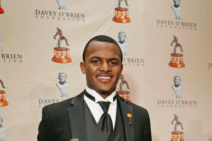 The Davey O 'Brien Award to college football's top quarterback was presented to Deshaun...