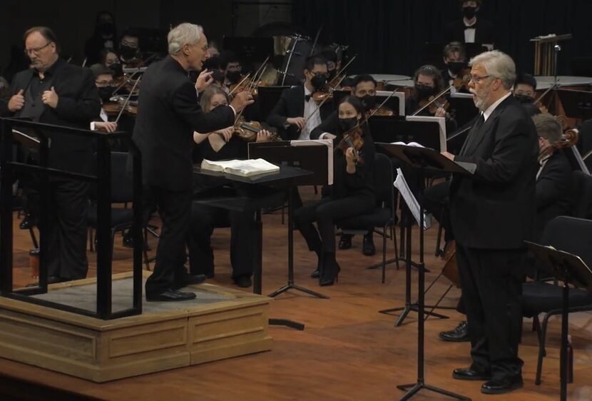 L to R, tenor Carl Tanner (Othello), conductor David Itkin and baritone Jeffrey Snider...