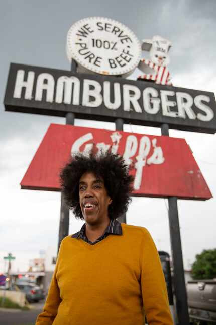 Jonathan Norton in front of Griff's Hamburgers in the Pleasant Grove neighborhood where he...