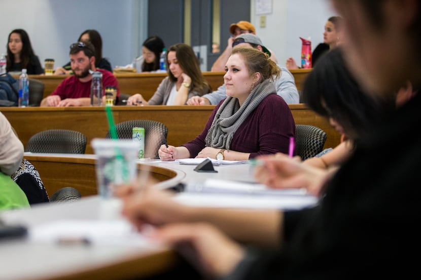 Students listen during an accounting class at the Cox School of Business. Jim Rossman has...