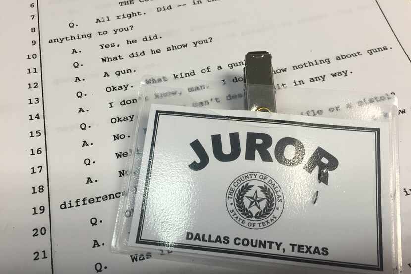 Dallas County juror badge (Jennifer Emily/Staff)