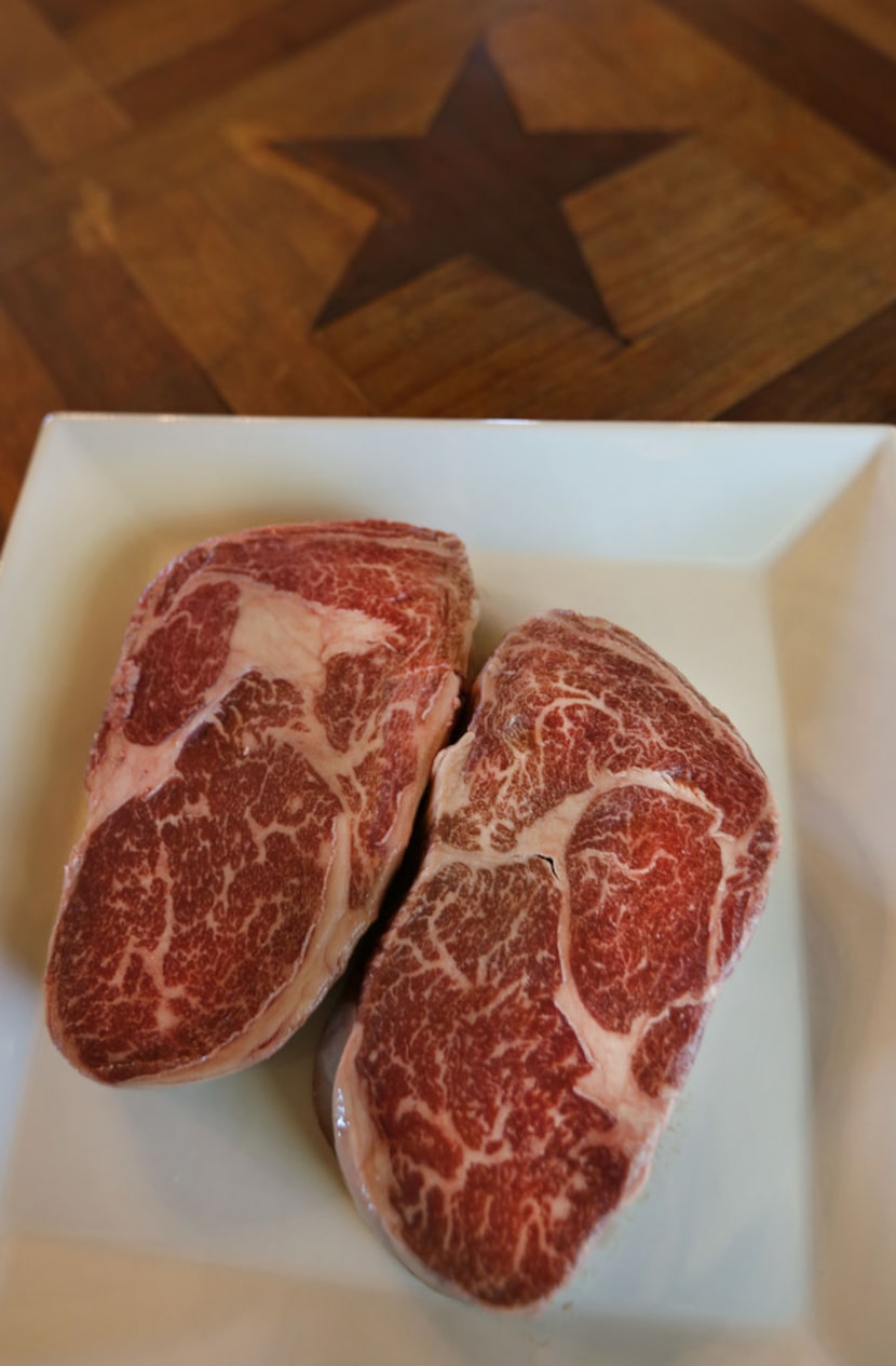 The end result: two steaks from the A Bar N Ranch in Sherman.