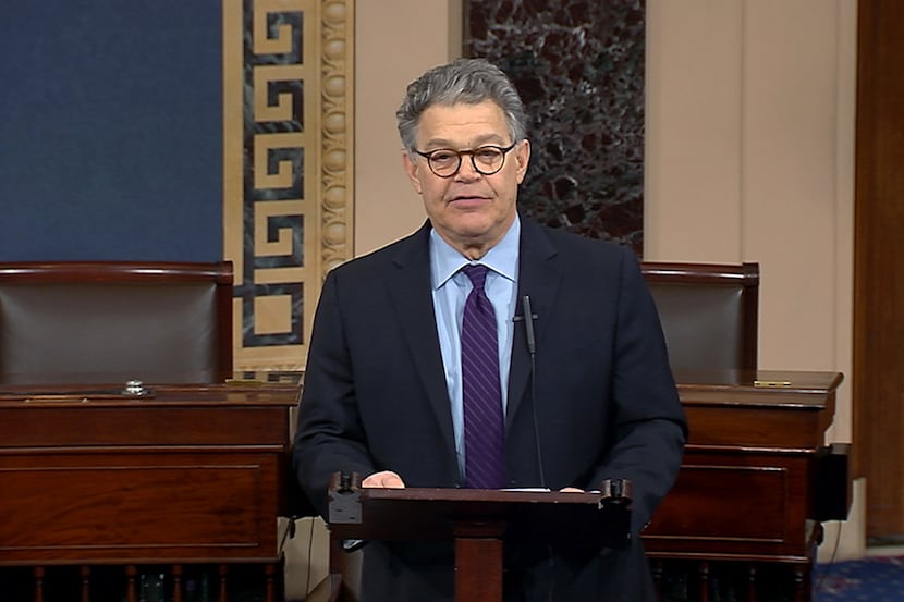 In this image from video from Senate Television, Sen. Al Franken, D-Minn., speaks on the...