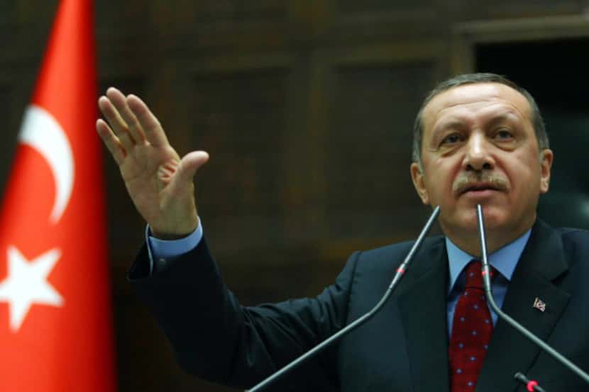 Turkey's Prime Minister Recep Tayyip Erdogan addresses members of parliament.