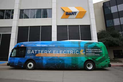 A prototype of the electric buses coming to Dallas for DART's D-Link