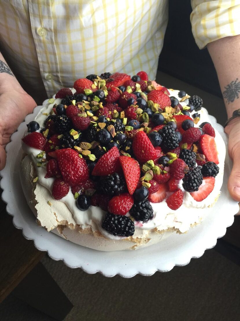 Berry Pavlova with Pistachios