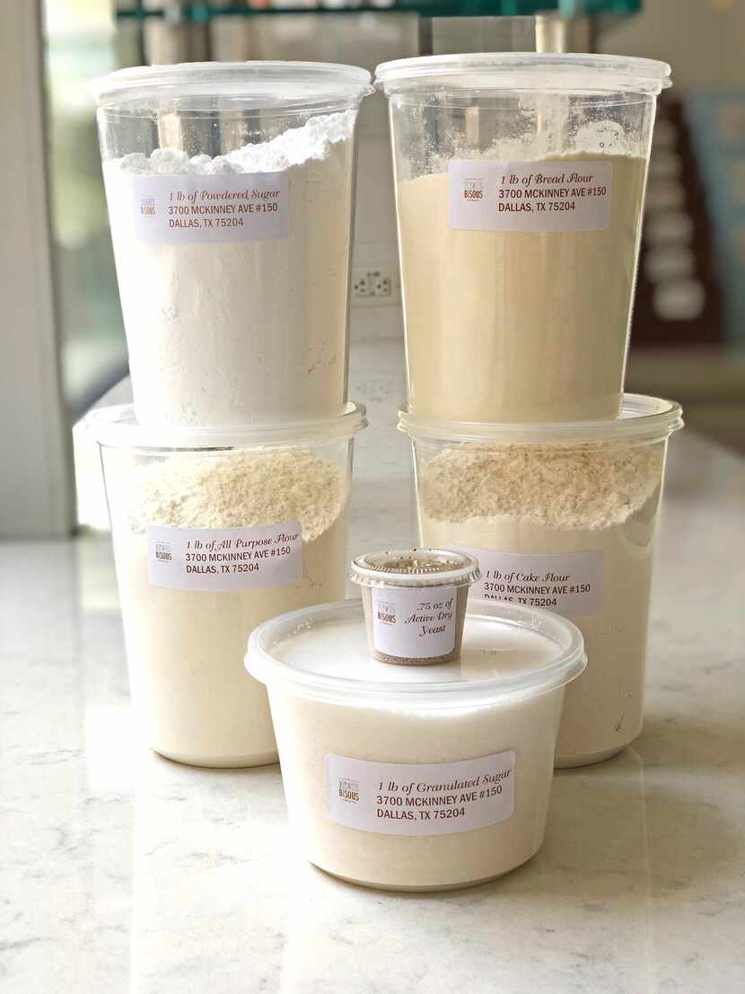Dallas bakery Bisous Bisous is portioning out its flour ― bread, all-purpose and cake ― ...