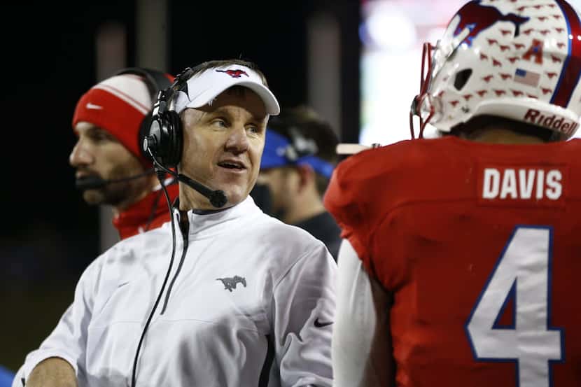 Southern Methodist Mustangs head coach Chad Morris against talks to DUPLICATE***Southern...