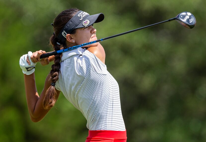 Arlington Martin's Trinity King hits from the tee box on hole #6 during the final round of...