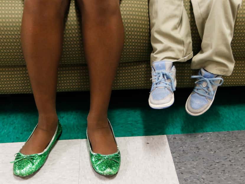 N.W. Harllee Early Childhood Center Principal Onjaleke Brown wears her special green shoes...