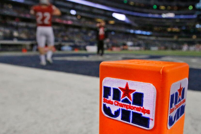 A look at one of the pylons in the end zone before the 4A-I state championship game  between...
