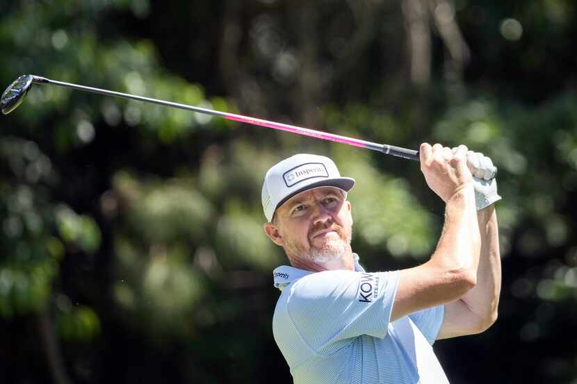 Jimmy Walker watches his drive off the 12th tee during the second round of the RBC Heritage...