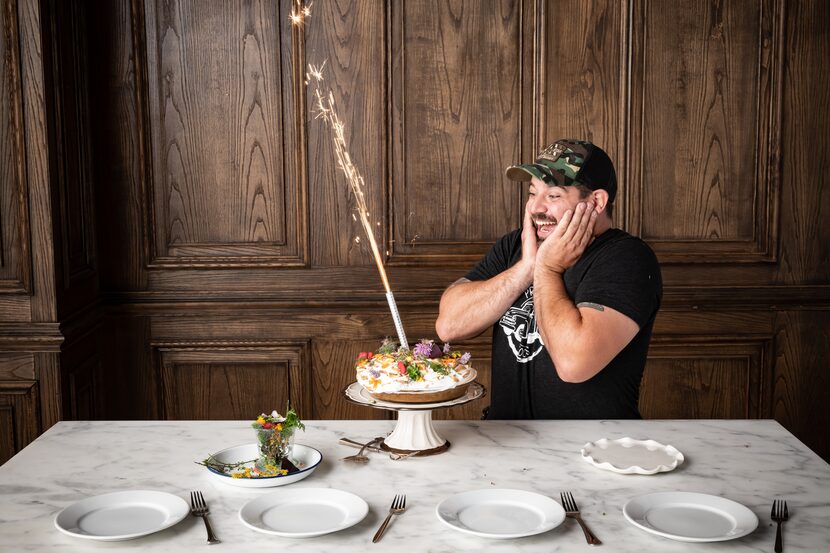 Chef Joel Orsin with his Lemon Ice Box Pie with Mile High Aromatic Meringue.