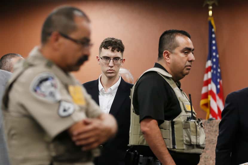 El Paso Walmart shooting suspect Patrick Crusius pleads not guilty during his arraignment...