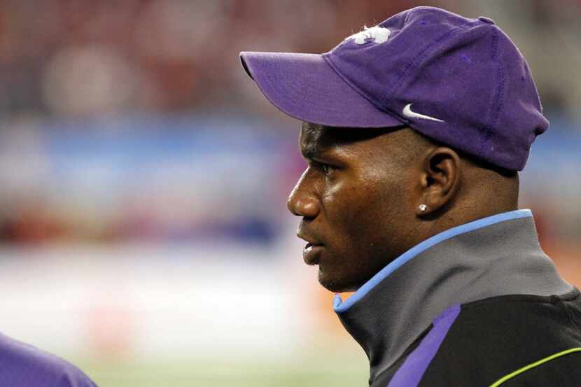 Former Kansas State Wildcats player and current Dallas Cowboys player Terence Newman on the...