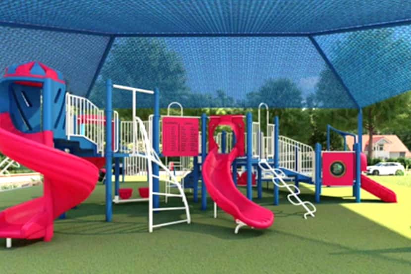 Artist rendering of a proposed playground design for Aldridge Elementary School in Plano ISD.