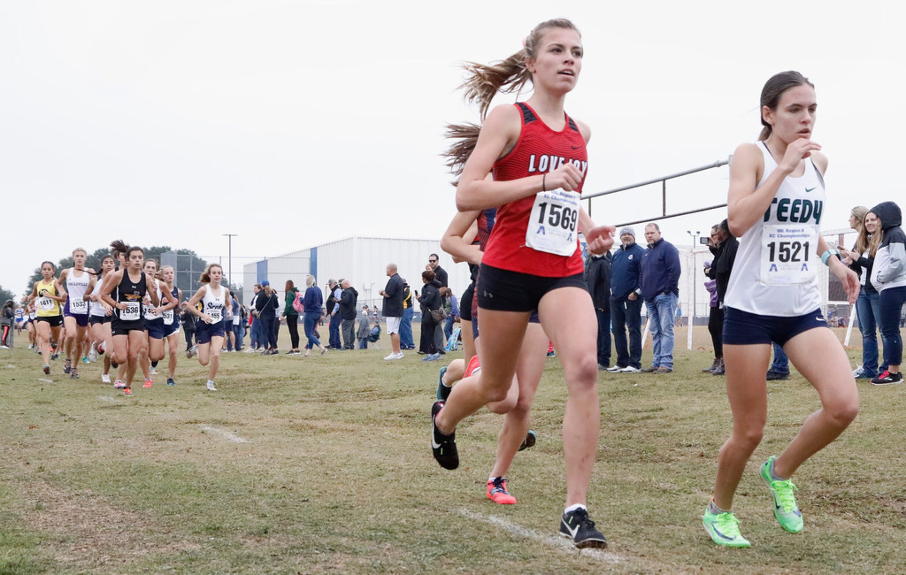 Reedy High School's Colleen Stegmann (far right, 1521) who would finish first, and Lovejoy...