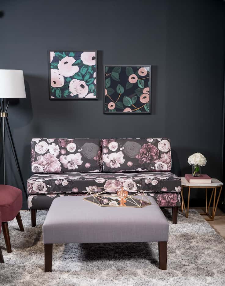 Cloth & Company Apartment Therapy Chaise in Photofloral Icy Black, $1,060, amazon.com