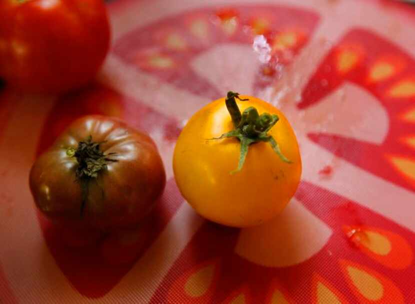 
The Tomato Queen says ‘Black Krim,’ on the left, “looks like mud, but it tastes wonderful.”...