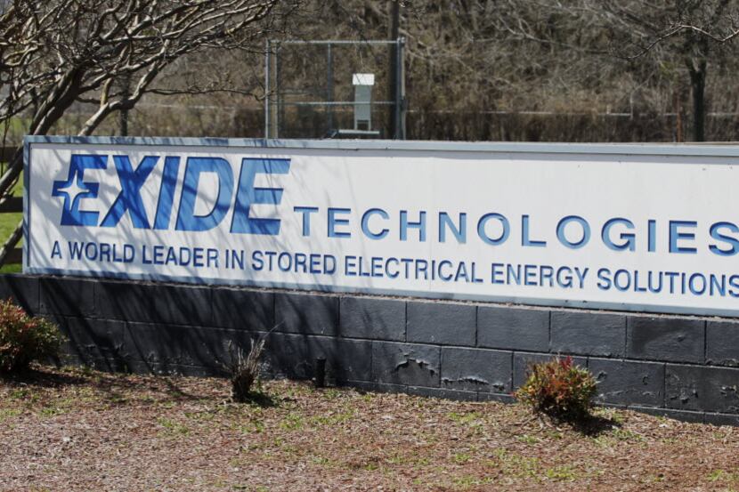 This sign, which has since been taken down, marked the entrance to the Exide Technologies...