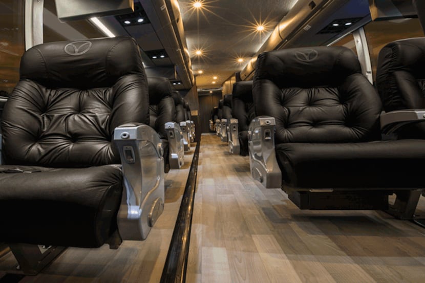 The interior of one of Vonlane's luxury charter buses. The company is adding safety measures...