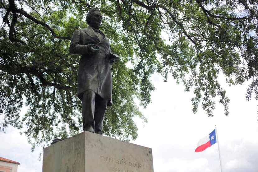 
A statue of Jefferson Davis is seen on the University of Texas campus, Tuesday, May 5,...