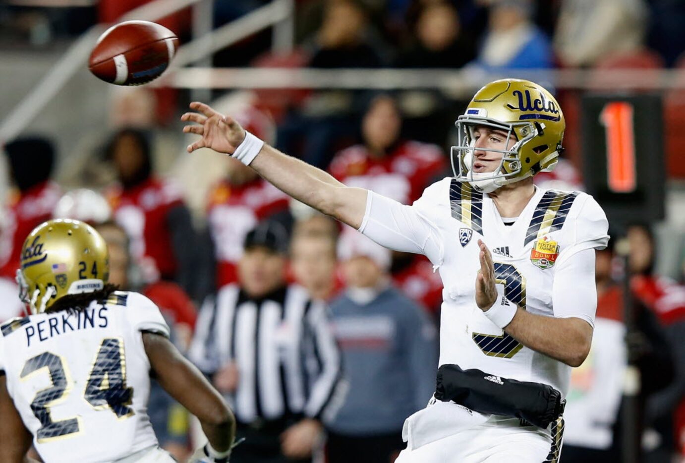 SANTA CLARA, CA - DECEMBER 26:  Josh Rosen #3 of the UCLA Bruins throws the ball against the...