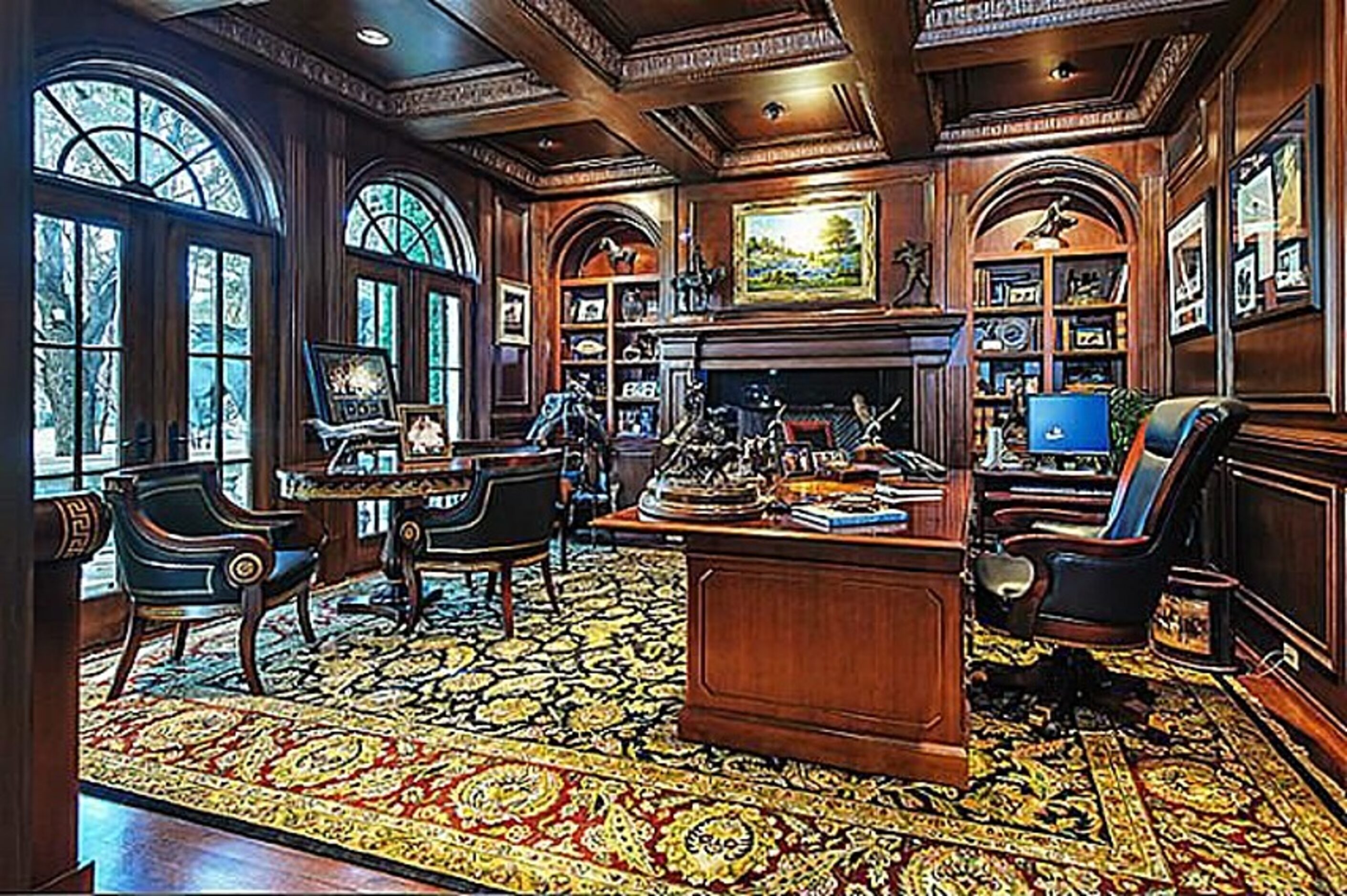 The home features a his and hers study area. 