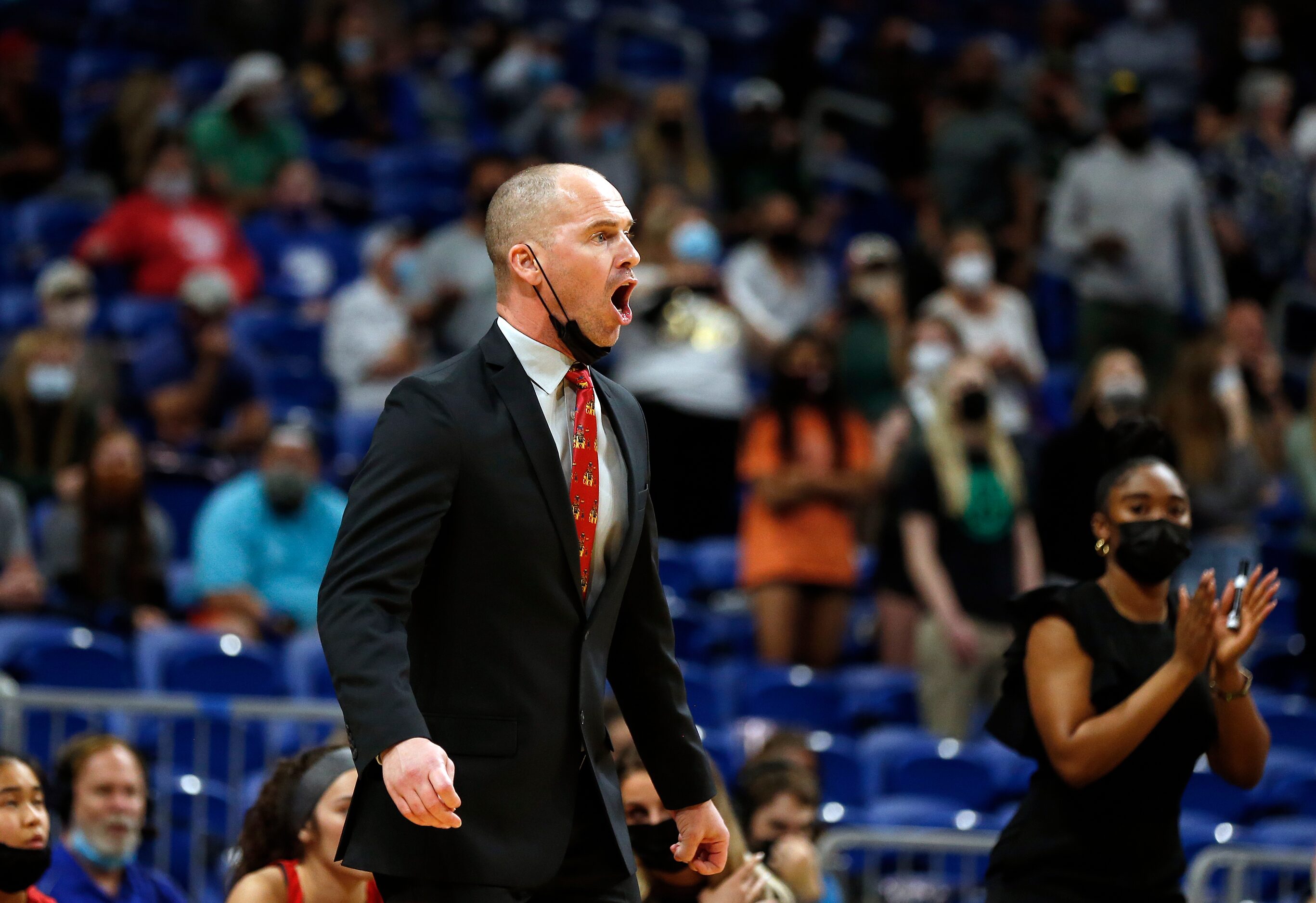 Ross Reedy Frisco Liberty head coach encourages his team late in fourth quarter. Frisco...