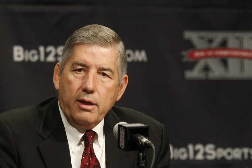 Big 12 Commissioner Bob Bowlsby speaks during the Big 12 media days at the Omni Hotel in...