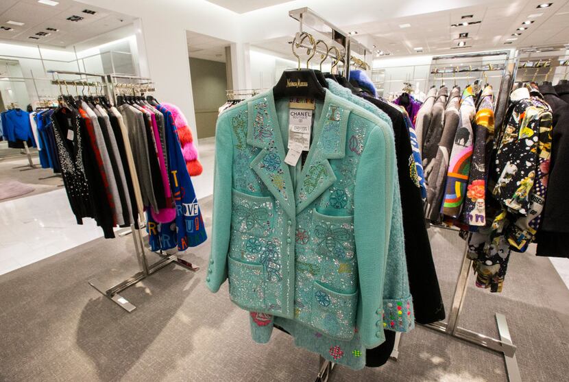 A vintage Chanel jacket that has been altered by the designer Libertine is displayed in the...