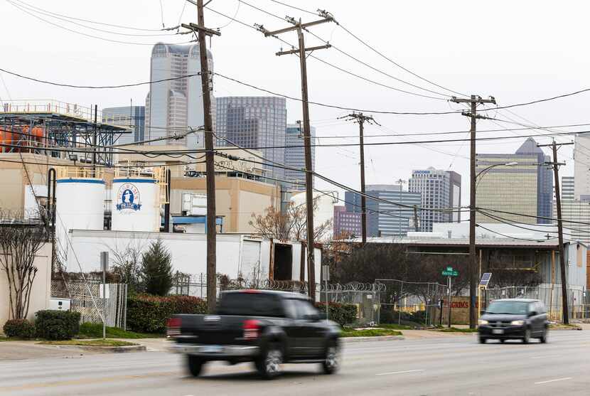 The vacant Pilgrim's Pride plant (left) is seen from the 2400 block of South Good Latimer...