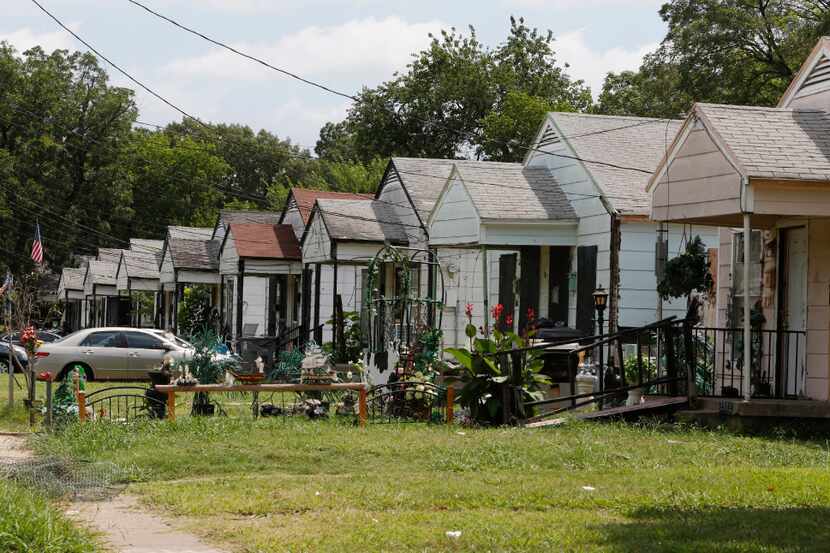 Homes line the street in the 2300 block of Elsie Faye Heggins St. in Dallas on Monday, July...