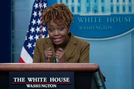 White House press secretary Karine Jean-Pierre briefs the press Monday, May 8, 2023.