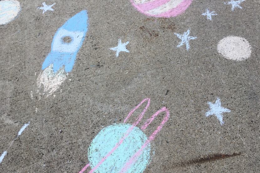This sidewalk chalk drawing inspired writer Leslie Barker on her morning runs.