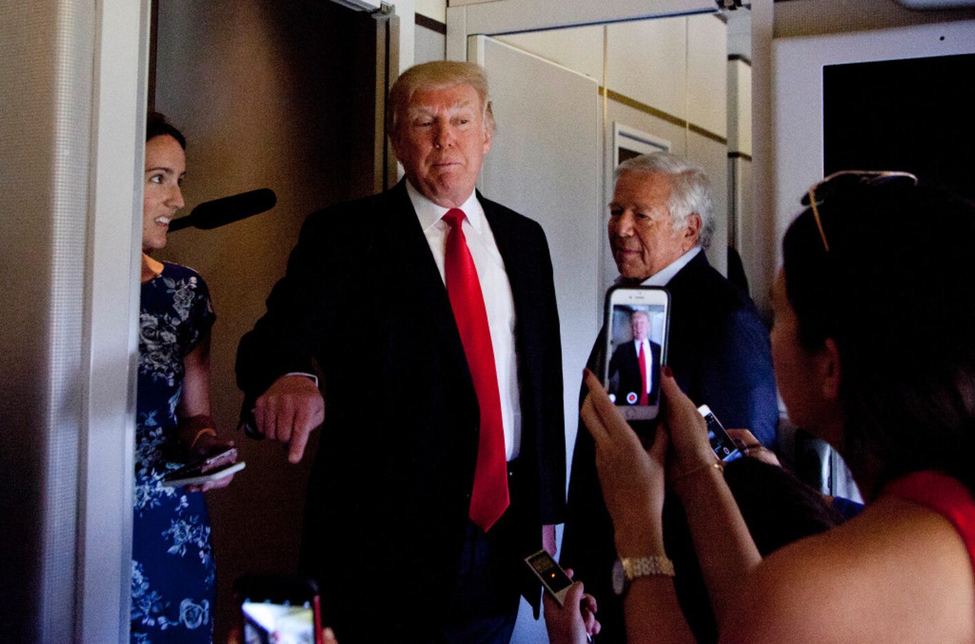 President Trump made a brief appearance in the press cabin of Air Force One before takeoff...