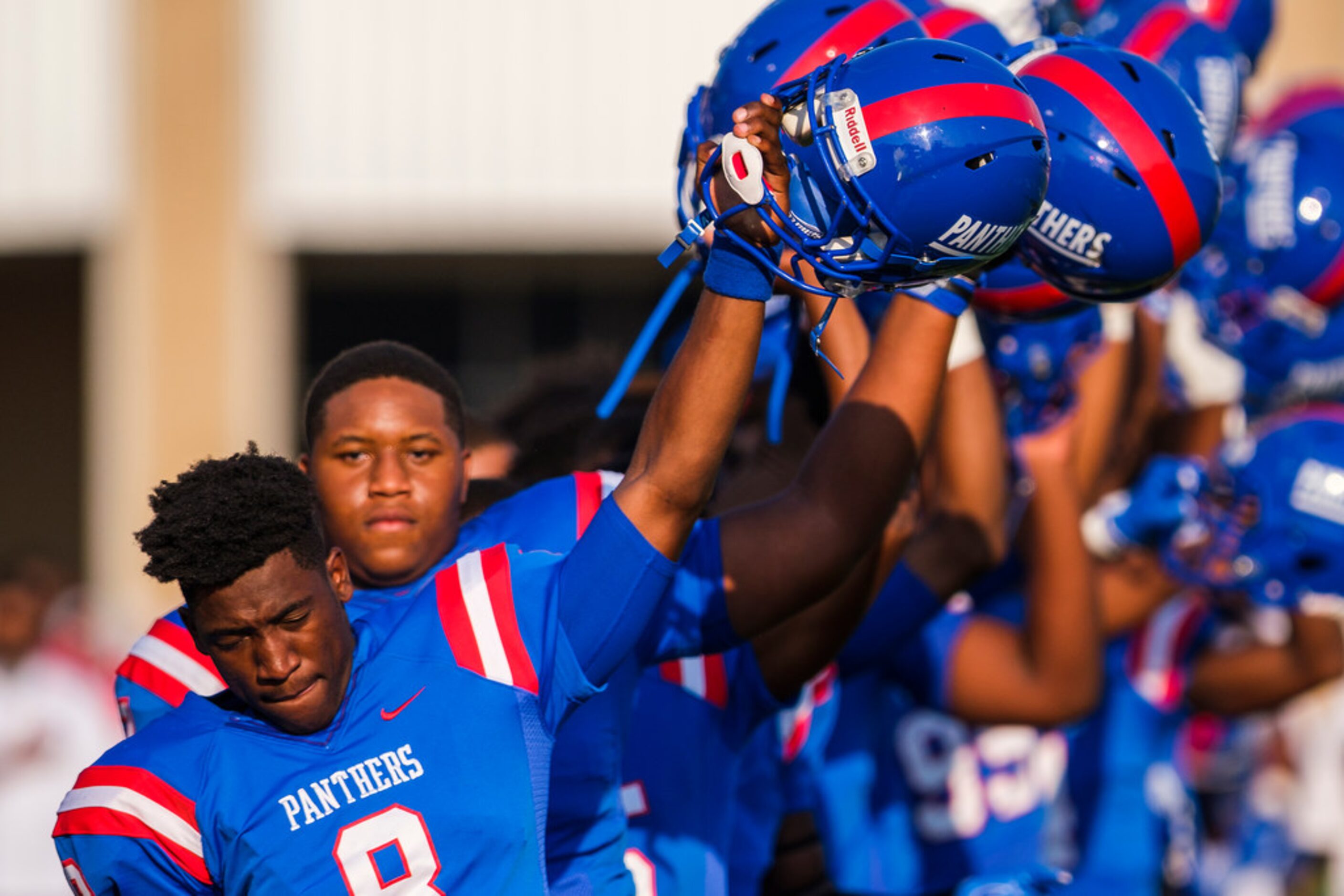 Duncanville linebacker Jadarius Thursby (8) and  offensive lineman Stephon Dixon (51)  stand...