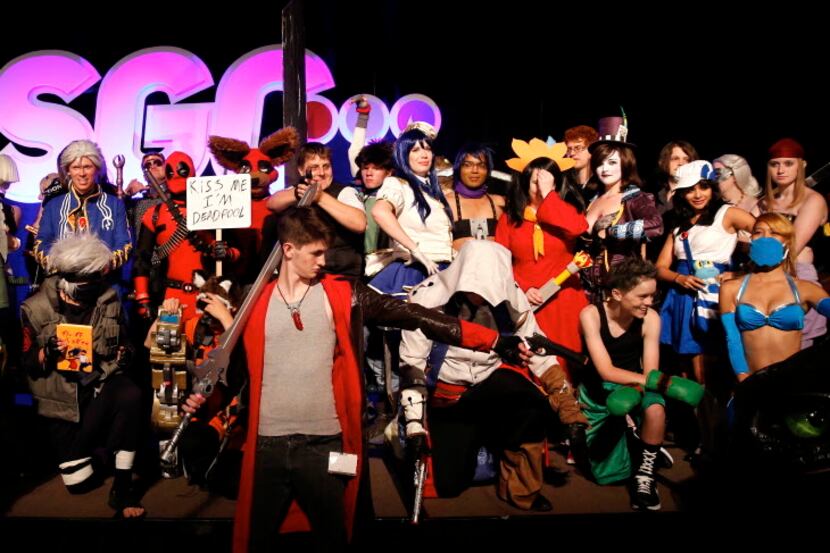 Video game and cartoon characters pose for a group shot following the SGC cosplay contest...