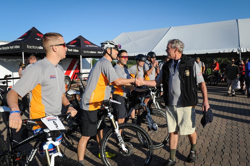  Former President George W. Bush greets veterans at the first day of the Warrior 100K....