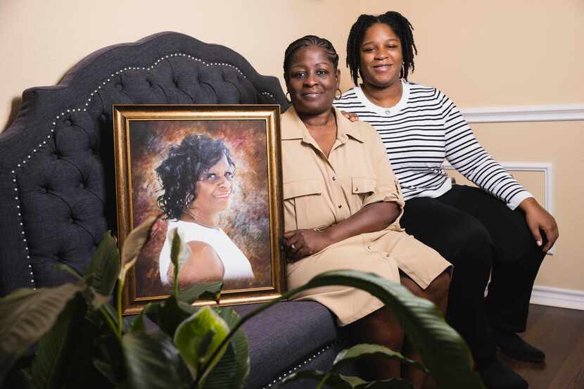 Torsha Haynes (left), the daughter of Debra Bell, who died of COVID-19 in September 2020,...