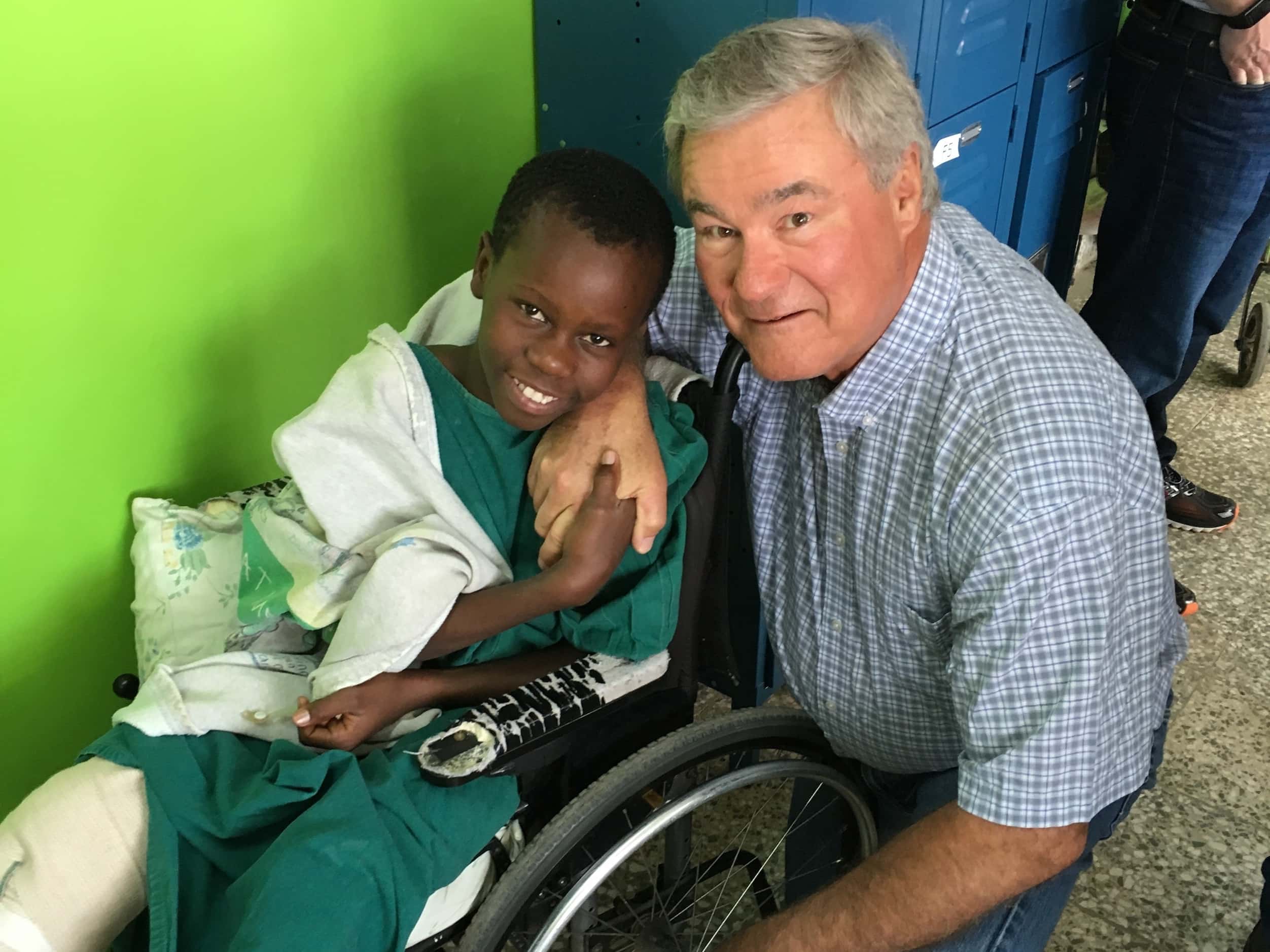 Trevor Rees-Jones in 2019 with an Ethiopian boy who has had his clubfoot corrected at the...