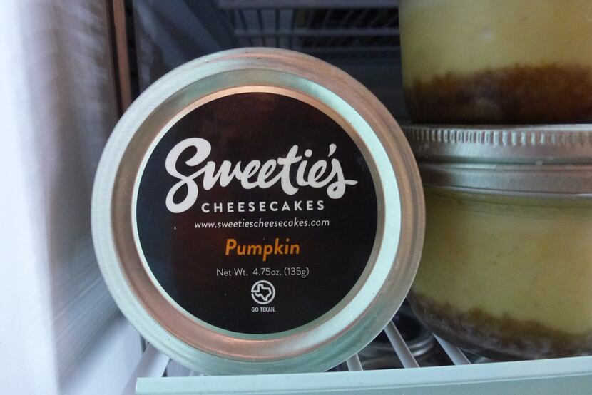 Sweetie's single-serve-in-a-jar cheesecakes made in Fort Worth include holiday pumpkin. 