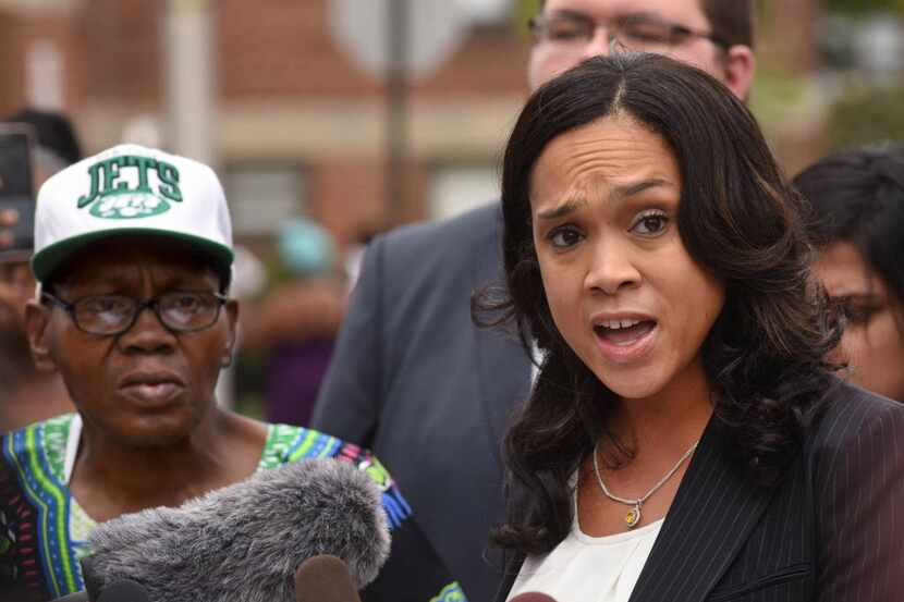 Baltimore State's Attorney Marilyn Mosby held a news conference Wednesday at the corner...