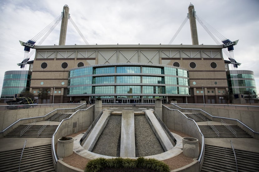 The Alamodome during the UIL state championship girls basketball games on Saturday, March 7,...