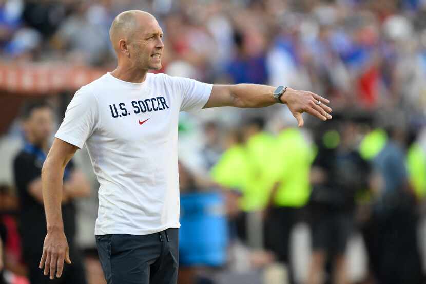 Coach Gregg Berhalter of the United States directs his players during a Copa America Group C...