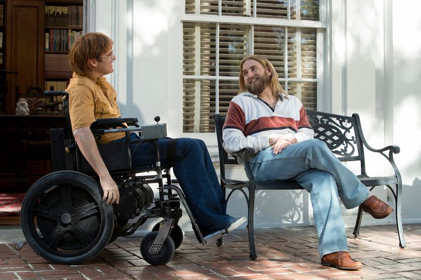 Joaquin Phoenix, left, and Jonah Hill in a scene from Don't Worry, He Won't Get Far On Foot.   