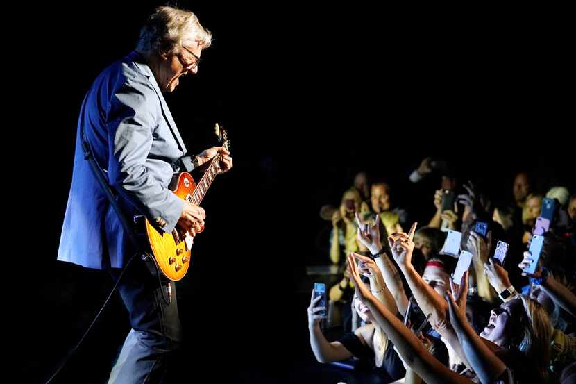 Steve Miller of the Steve Miller Band performs to screaming fans at the Majestic Theatre in...