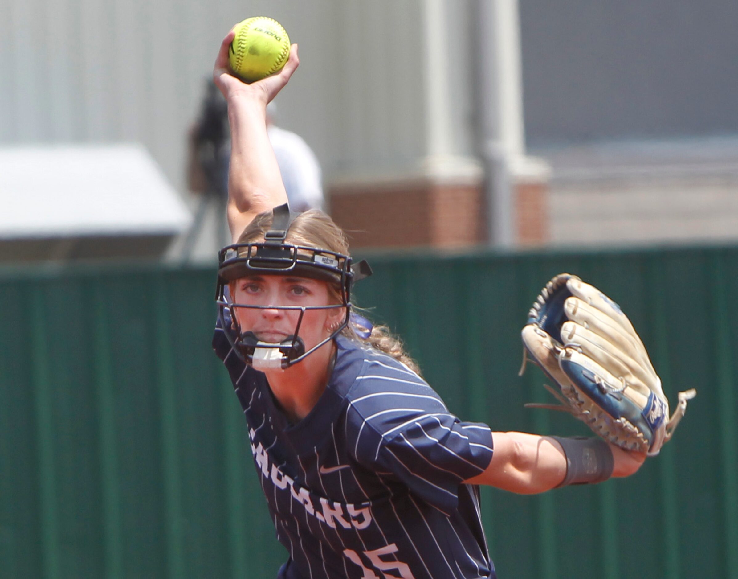 Flower Mound pitcher Landry Harris (15) delivers a pitch to a Keller batter during the top...