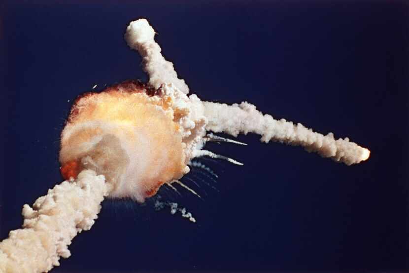 In this Jan. 28, 1986 file photo, the space shuttle Challenger explodes shortly after...